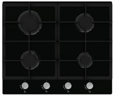 Essentials 60cm 4 Burner Gas On Glass Hob - AEGOG60BK