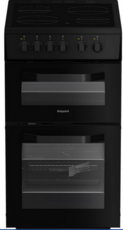 Hotpoint 50cm Double Oven Electric Cooker - HTE5VCB