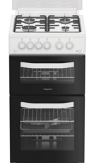 Hotpoint 50cm Double Oven Gas Cooker - HDG5GCW