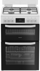 Hotpoint 60cm Double Oven Gas Cooker - HTG6GDCW