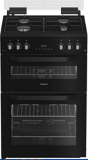 Hotpoint 60cm Twin Cavity Gas Cooker - HTG6GDCB1