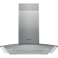 Indesit 60cm Curved Glass Hood - IHGC65LMX