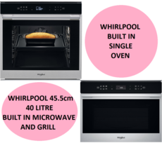 Whirlpool 45.5cm Microwave and Built In Single Oven - W7OM44S1P W7MW461